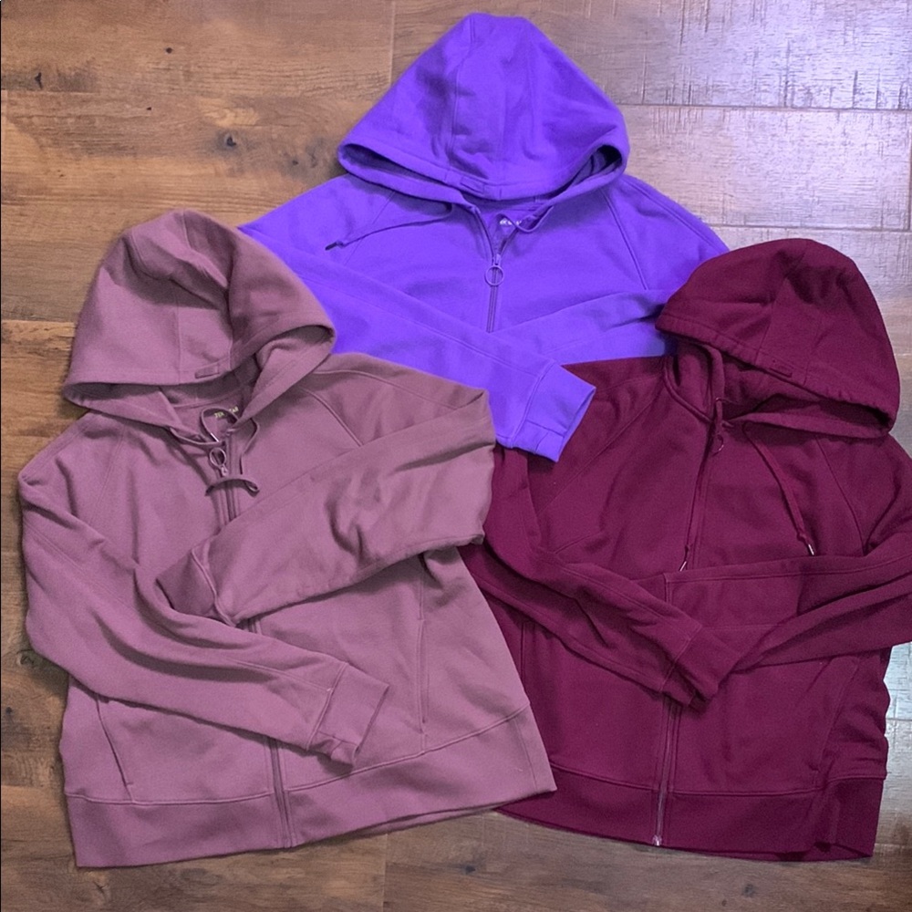 3 Tek Gear Ultrasoft Fleece Hoodies Set Bundle in Burgundy Purple and Dusky Rose